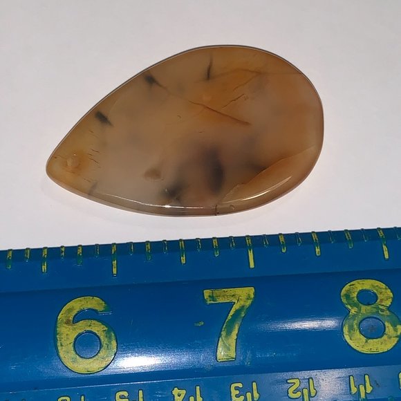 Orange and Black Dragon Veins Agate Teardrop Pendant - Picture 7 of 7